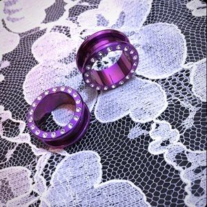 NWOT Anodized Purple Rhinestone 3/4 Gauges-Plug